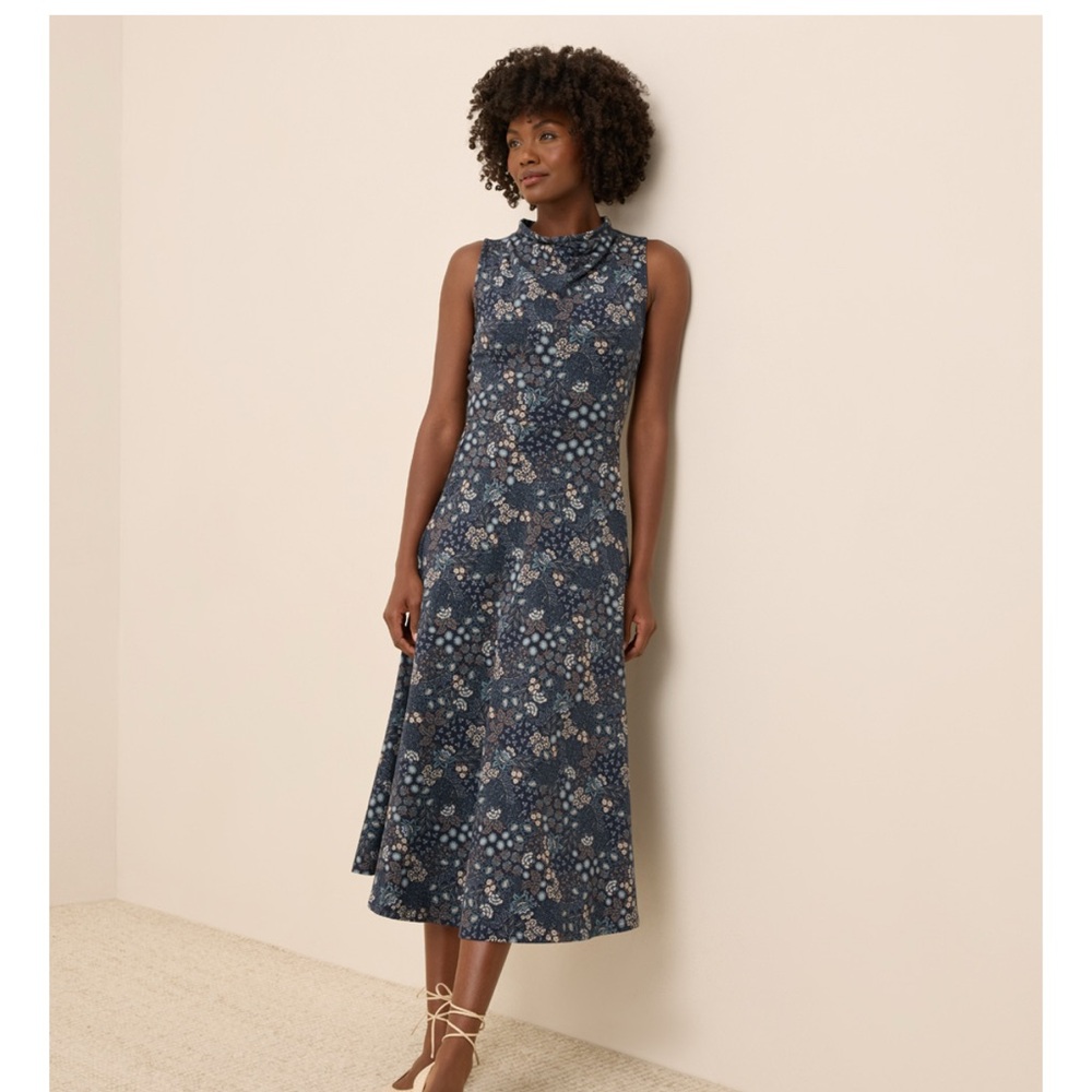 NWT - Pact - Organic Cotton - Fit & Flare Cowl Neck Dress